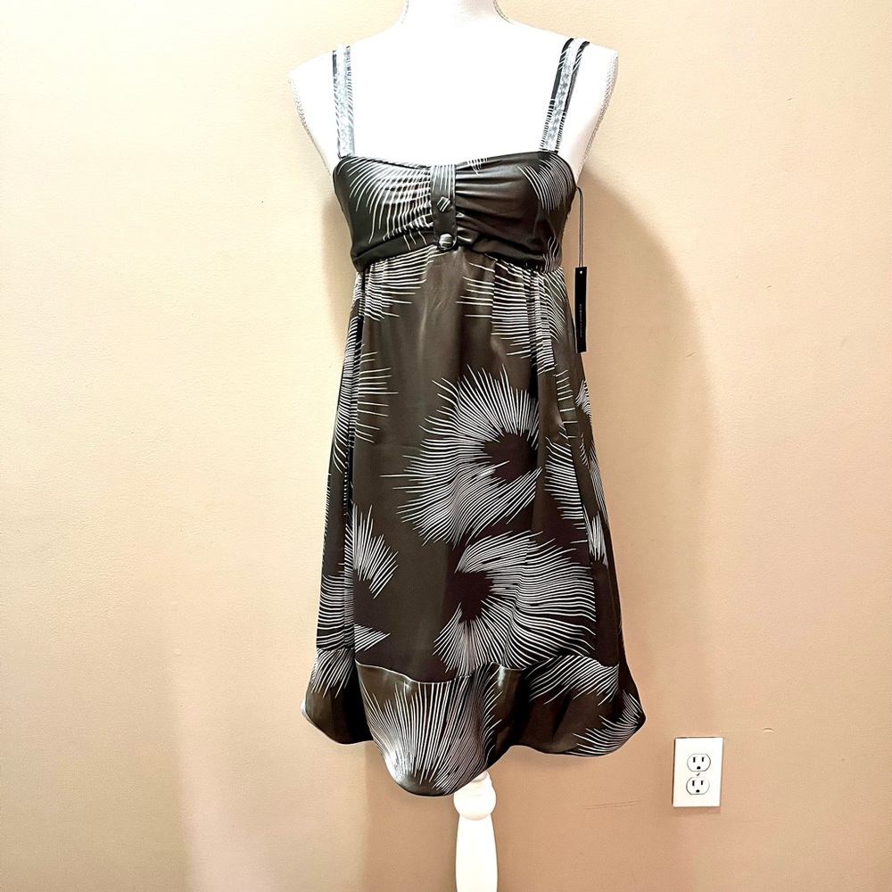 NWT BCBG Max Azria Satiny Brown and Silver Bubble Style Mini Dress Size XS